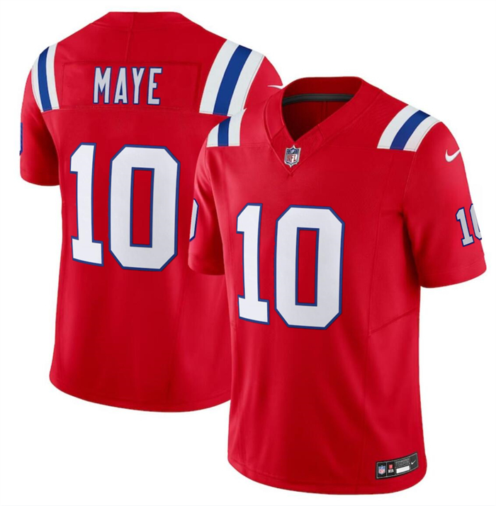 Men's New England Patriots #10 Drake Maye Red 2024 Draft F.U.S.E. Vapor Limited Football Stitched Jersey
